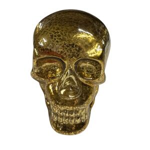 Celebrate It Halloween Skull Decor‎ Decoration Gold Finish Spooky 6"